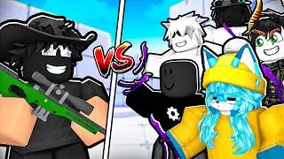 1 SNIPER PRO vs 5 KNIFE PROS in Roblox Rivals!