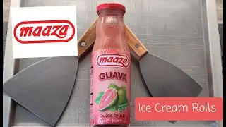 Homemade Maaza Guava Juice Ice Cream Rolls, oh I mean squares... using the TFCFL ice cream machine.