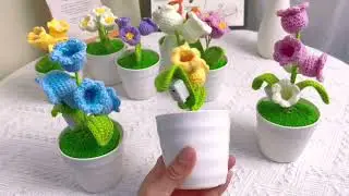 Crochet Lily Orchid Potted Plant LED Lamp - Mother's Day Chrismas Gift