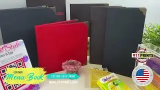 LEATHER MENU BOOK COVERS W/CUSTOM LOGO PRINT FOR NAIL SALON , RESTAURANT, CAFE, HOTELS || 911PRINTS