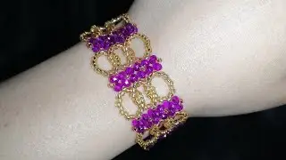 How to make easy beaded bracelet with crystal neads & and seed beads