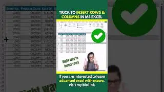 Trick To Insert Rows & Columns In MS Excel | Excel Tips & Tricks #ytshorts #shorts  #exceltips