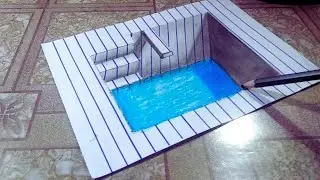 How to draw 3D Swimming pool //Very Easy drawing Tutorial Step by step //Optical Illusion.
