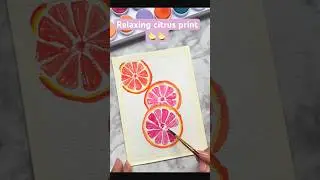 Relaxing citrus print 🍋&zwj;🟩🍋&zwj;🟩🍋&zwj;🟩🍋&zwj;🟩 Beginner friendly watercolor art #shorts #shortsfeed