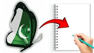 🦋 Pakistan Flag Butterfly Drawing | Independence Day Special Art | 14 August Drawing