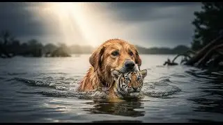 Hero Dog Rescues Tiger Cub in the Raging Flood!