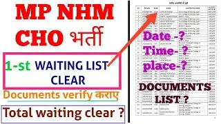MP NHM CHO- 1st WAITING LIST CLEAR (April-sept.)2020 mpmsu batch -verification schedule देखें list