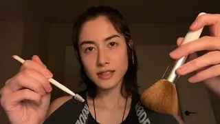 🖌️Mic Brushing ASMR (Brush and spoolie sounds, soft speaking and whispers)