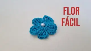 Flor de crochê com pérola muito  fácil. 
