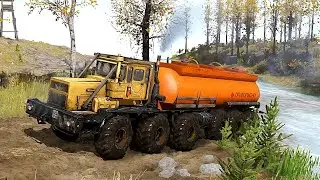 SPINTIRES- Mudrunner Goliath Kirovet 12x12 With Fuel Tank To Garage