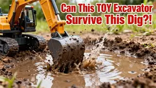 Plastic Toy Excavator Extreme Digging Challenge!