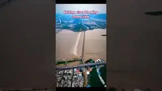 Cyclone Effect 😔 | Krishna River flooding Drone View, #flood #flooding #floodnews #apfloods #shorts
