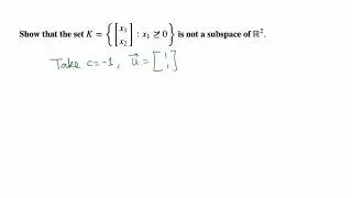 Linear Algebra: showing a set not a subspace of a vector space