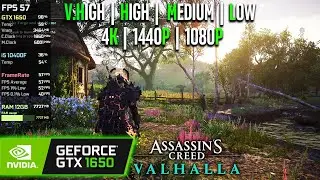 GTX 1650 | Assassin's Creed Valhalla - 4K, 1440p, 1080p - Very High, High, Medium, Low