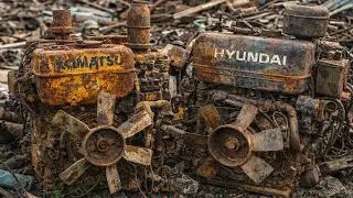 Restoration a Heavily Rusted KOMATSU Engine // Next Up: A Worn-Out HYUNDAI Engine