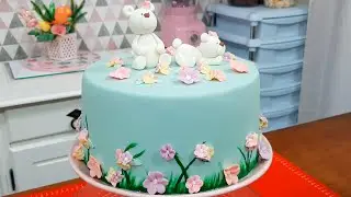 BOLO COM BLINDAGEM EM GANACHE / DECORA&Ccedil;&Atilde;O URSO COM FLORES / PARIS CAKE DESIGNER