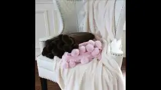 Home Bedding - Pompom Faux Fur Throw ; Pink Throw Blanket, Soft Pink Throw