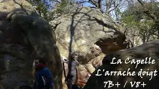 La Capelle. L'arrache doigt 7B+. Colonges Alex
