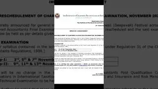 Reschdulement of CA Final Examination || Revised CA Final Exam dates || #postponecaexam #ca #cafinal