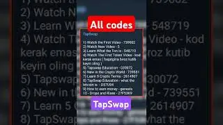 TapSwap All Codes #tapswap #code