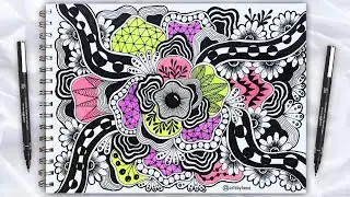 Stress - Free Art | Simple Colored Zentangle For Beginners