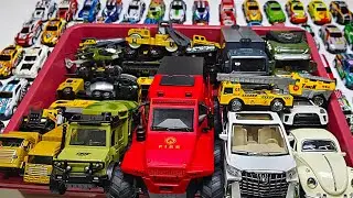 Box Full of model cars : Porsche, Tesla, Peugeot, Volvo, Close-up toy car review Tomica #4k