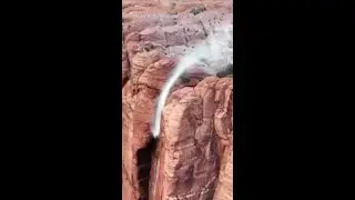 Drone Video Captures Rare Reverse Waterfall in South West Utah