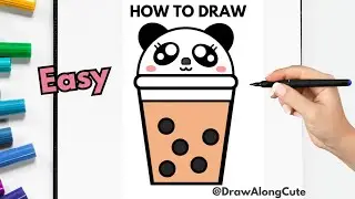 How to Draw a Cute Boba Drink with Panda Lid &ndash; Easy Step-by-Step Tutorial! 🧋🐼