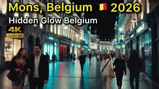 Mons Belgium Night Walk 🇧🇪 | 4K POV Walking Tour (No Talking)
