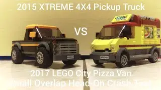 2015 XTREME 4X4 Pickup Truck VS 2017 LEGO City Pizza Van (Small Overlap Head-On Crash Test)