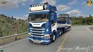 ETS2 | Realistic Driving | NEW Scania NG 770S V8+FlatBed Trailer | POV 4K | #ets2 1.57