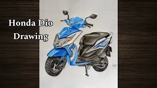 Honda Dio realistic Drawing | #honda #dio #scooty #drawing
