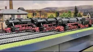 Special Roco and Liliput Class BR 52 HO Gauge Steam Locomotives running together