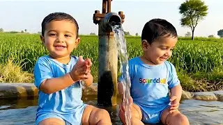 Twin Babies Enjoying Tube Well in Village | Too Cute to Handle 😍🌾