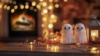 Cozy Halloween Ambience 🔥👻 Cute Ghosts, Fireplace Sounds for Relaxing, Sleep and Study