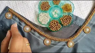 Trendy Necklace Aariwork Design #aariwork #embroidery #maggamwork #blousedesign #blouse #design 
