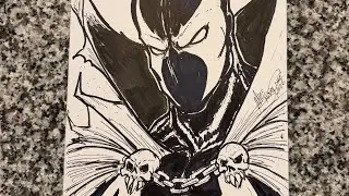 Drawing Spawn on a blank Spawn comic book cover  - Artworks by Mike Shampine ￼- Live on WhatNot