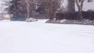 my dad drifting front wheel drive in the snow