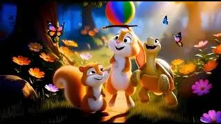 जादूई जंगलातील तीन मित्र 🐿️🐰🐢 | Kids Story in Marathi | Teamwork Moral