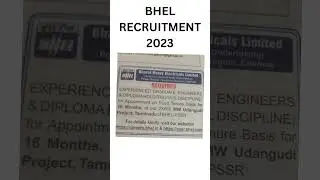 BHEL RECRUITMENT 2023 #youtubeshorts #job