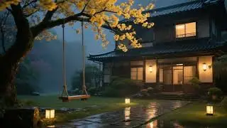 🌸 Soothing Rain in a Traditional Japanese House 🏯under Cherry Blossoms 🌧️🏮 + Relaxing Music 🎶