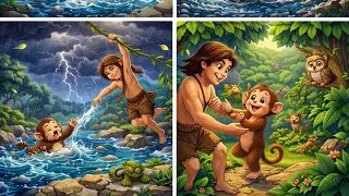 Tarzan and the Brave Little Monkey | Happy Kids Stories A Jungle Rescue Story Tarzan Saves theMonkey