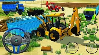 🟡Drive JCB and Uploading 🌾🏗️ wheat From Dumper🌋 Truck in Game | #truck #jcb #tractor #dumper #game 