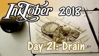 Inktober 2018: day 21 - drain - Cumil sewer worker sculpture ink drawing demo