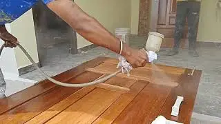 Pu  clear Polish spray work #snpainttech #pupolish #woodpolish