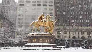 Central Park Snow Day-General William Tecumseh Sherman Monument