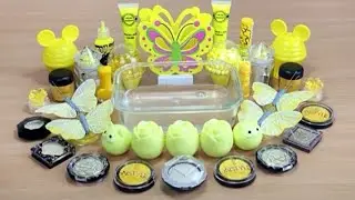 YELLOW💛 BUTTERFLY💛 SLIME 💛Mixing makeup💛 and💛 glitter into Clear Slime Satisfying Slime Videos city