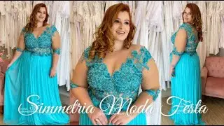 VESTIDO BORDADO PLUS SIZE AZUL TIFFANY COM MANGA 3/4 #71