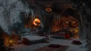 Silent Snowfall & Fireplace in a Cozy Cave &ndash; Relaxing Winter Ambience for Deep Sleep & Focus