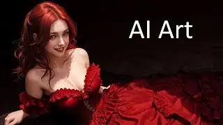 Женщина в красном платье напротив кровавой луны. Woman in red dress in front of blood moon. AI Art.